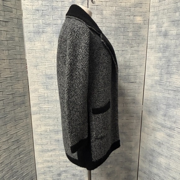Anthropologie Textured Knit Collar Coat Black Grey Small - Picture 4 of 10
